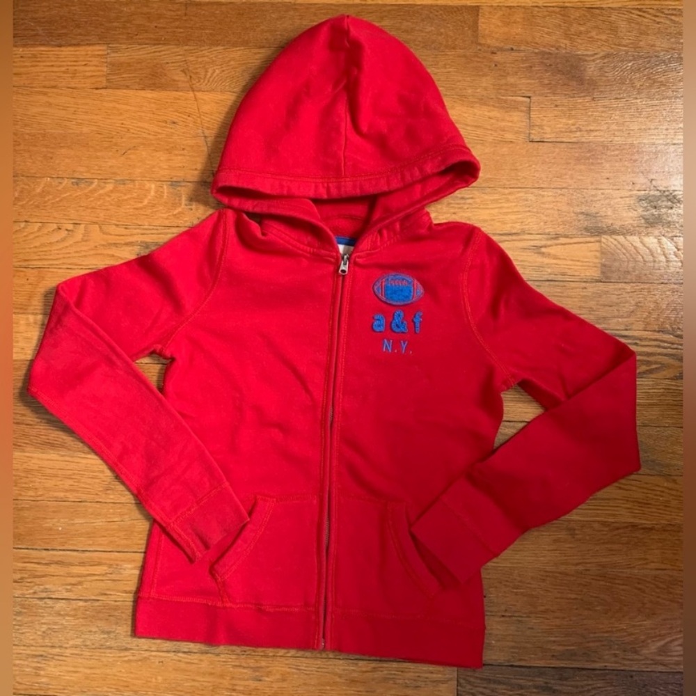 Abercrombie & Fitch Kids Y2K Vibrant Red Zip-Up Hoodie